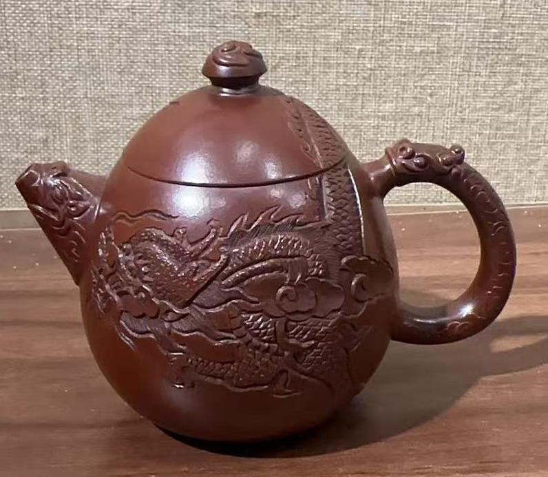 中国 民国期 鉄画軒製 紫砂方壺 訳あり 送料込み1224