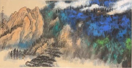 张大千·泼彩山水