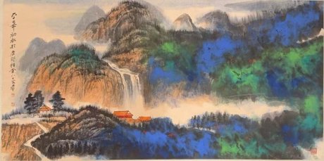 张大千·泼彩山水